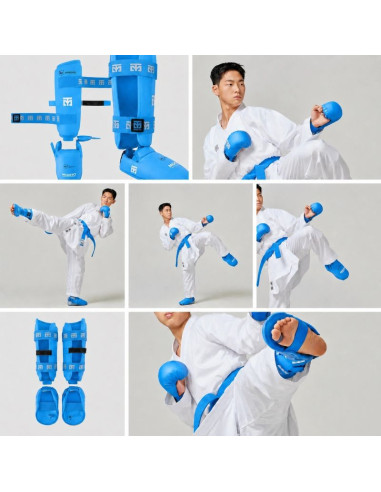 Ochraniacze piszczeli i stóp karate wkf blue | mooto