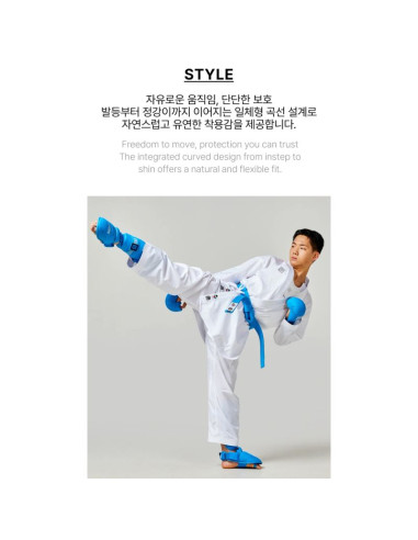 Ochraniacze piszczeli i stóp karate wkf blue | mooto