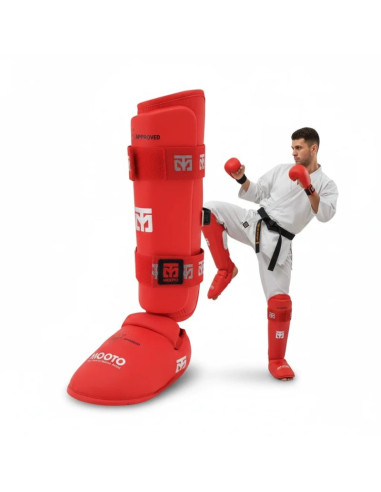Ochraniacze piszczeli i stóp karate wkf red | mooto
