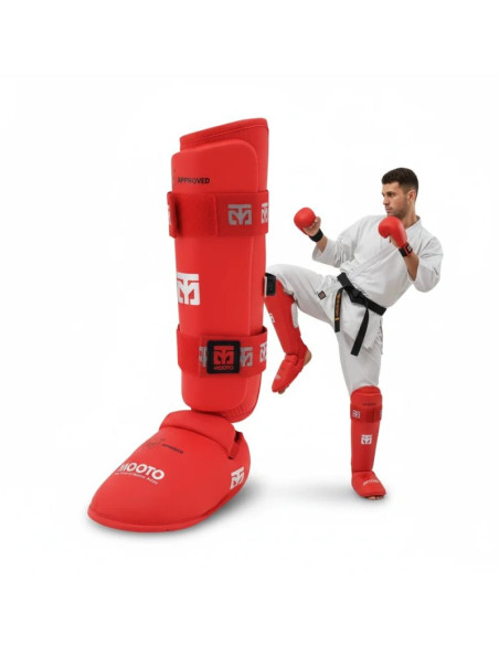 Ochraniacze piszczeli i stóp karate wkf red | mooto