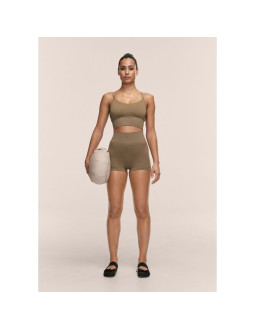 Legginsy treningowe damskie casall shiny seamless rib hotpants kolor zielony