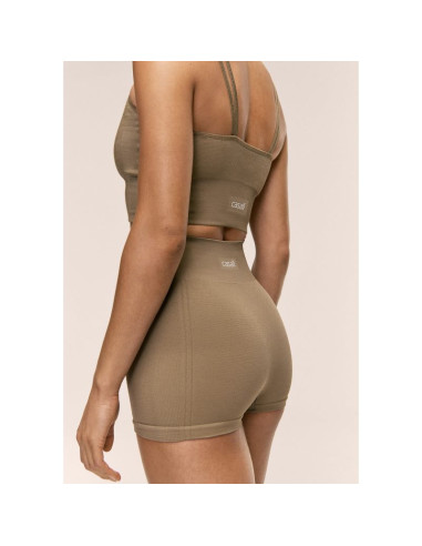 Legginsy treningowe damskie casall shiny seamless rib hotpants kolor zielony