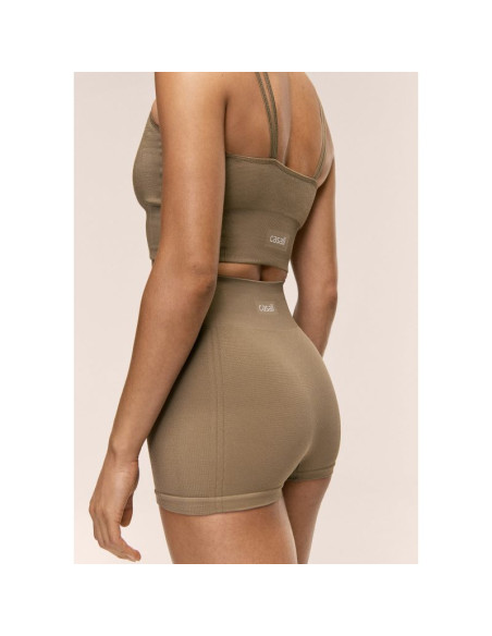 Legginsy treningowe damskie casall shiny seamless rib hotpants kolor zielony