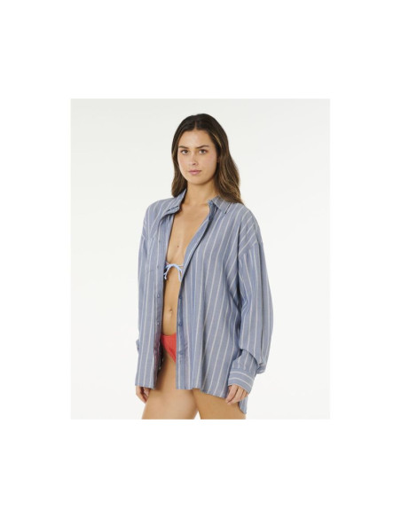 Koszula damska rip curl beach days pinstripe shirt niebieska