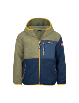 Kurtka polarowa dziecięca trollkids kids aurlandsfjord jacket z kapturem niebieska/zielona (466-335)