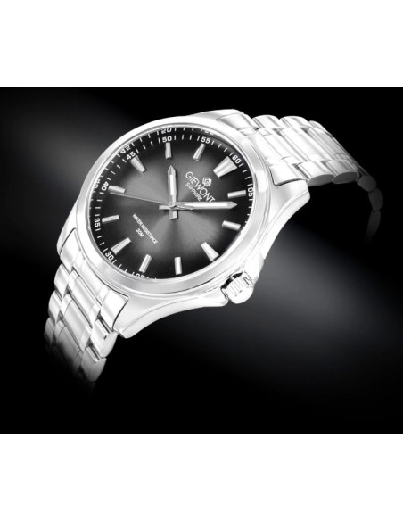 Zegarek męski giewont elegance sapphire srebrno czarny gw5160-b2