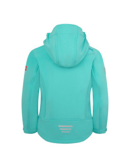 Kurtka trollkids trollfjord softshell mgła akwamarynowa/niebieski portowy/brzoskwinia mellow (175-137) 2