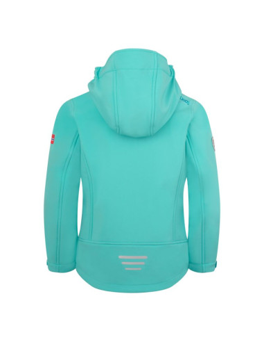 Kurtka trollkids trollfjord softshell mgła akwamarynowa/niebieski portowy/brzoskwinia mellow (175-137)