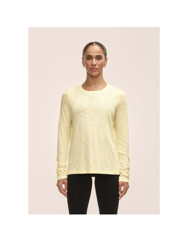 Koszulka damska treningowa casall soft texture long sleeve żółty
