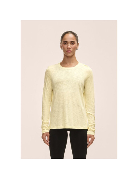 Koszulka damska treningowa casall soft texture long sleeve żółty
