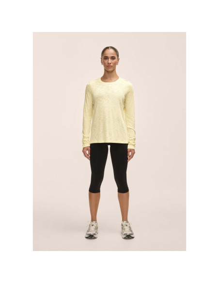Koszulka damska treningowa casall soft texture long sleeve żółty