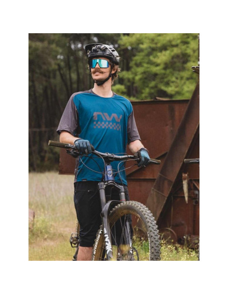 Koszulka rowerowa northwave edge jersey short sleeve - niebieski/czarny