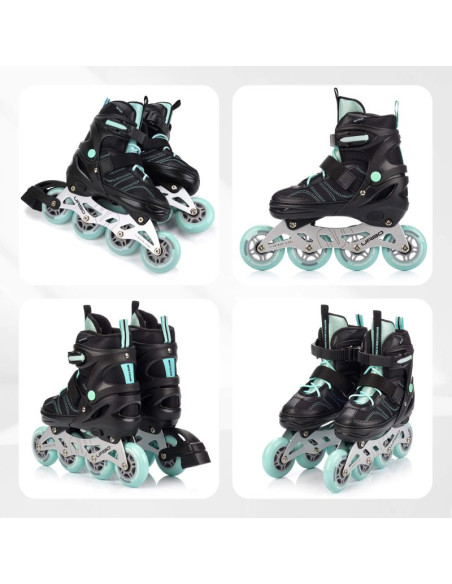 Rolki meteor m 34-37 urbo czarny/miętowy