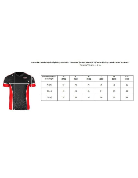 Koszulka v-neck do point-fightingu masters "combat" (wako approved)