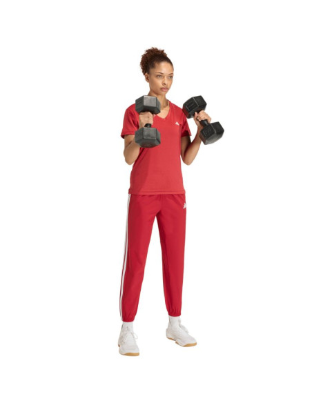 Spodnie damskie adidas train essentials 3-stripes woven czerwone kf8554