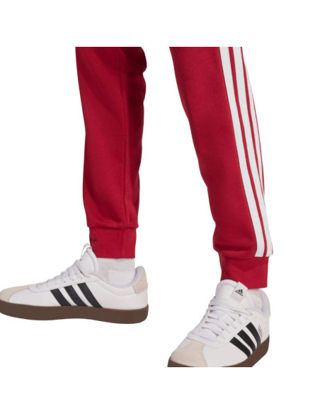 Spodnie męskie adidas essential 3-stripes french terry bordowe kr2702