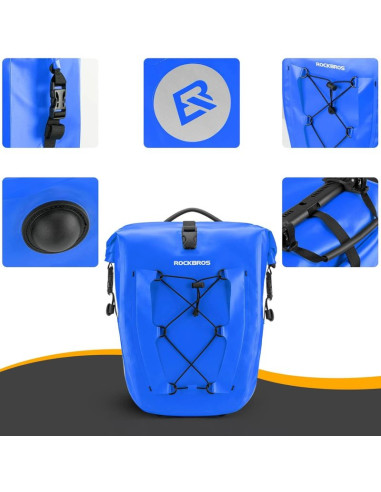 Sakwa rowerowa rockbros 30140022004 wodoodporna 25-32l - niebieska