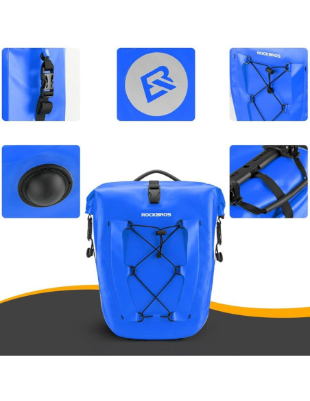 Sakwa rowerowa rockbros 30140022004 wodoodporna 25-32l - niebieska