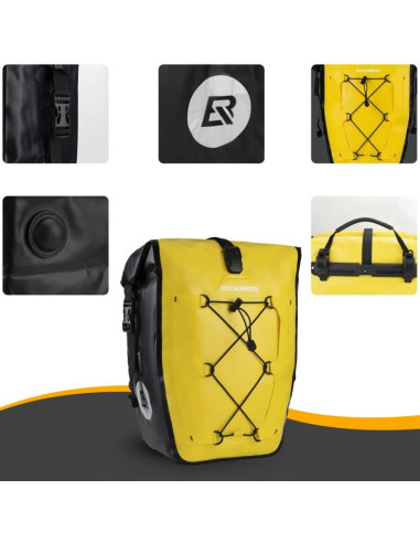Sakwa rowerowa rockbros 30140022005 wodoodporna 25-32l - żółta