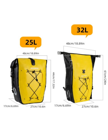 Sakwa rowerowa rockbros 30140022005 wodoodporna 25-32l - żółta