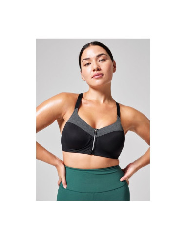 Stanik treningowy casall front zip sports bra szary