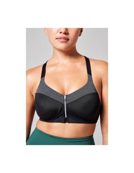 Stanik treningowy casall front zip sports bra szary