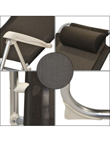 Fotel campingowy high deluxe z zagłówkiem aluminiowy antracyt redcliffs