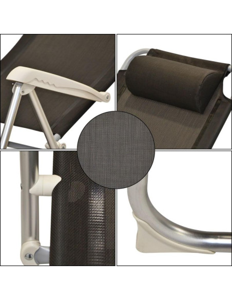 Fotel campingowy high deluxe z zagłówkiem aluminiowy antracyt redcliffs