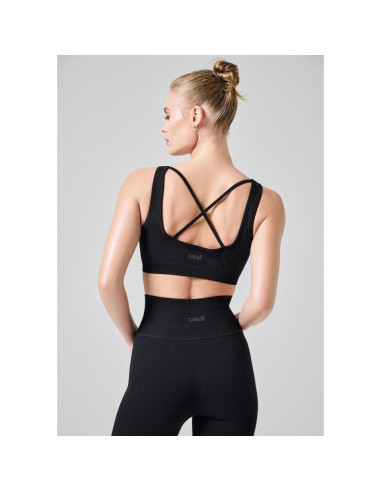 Top casall scallop seamless bralette czarny