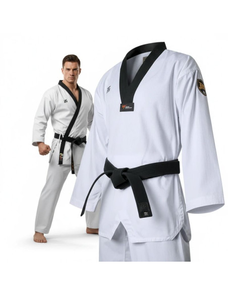 Dobok do taekwondo mtx 2 black - atest world taekwondo (wt) | mooto