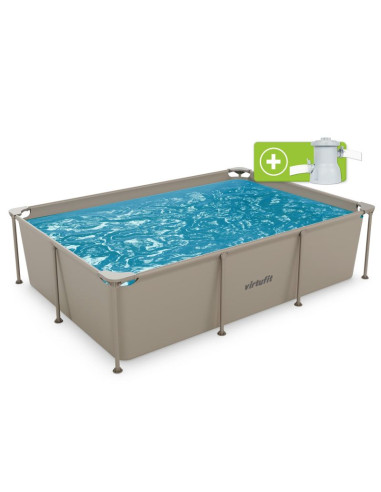 Virtufit prostokątny basen 260 x 180 cm z pompą filtrującą beżowy