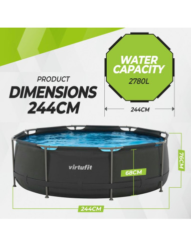 Virtufit okrągły basen - 244 cm - z pompą filtrującą