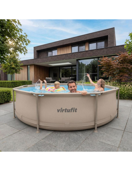 Virtufit okrągły basen 244 cm z pompą filtrującą beżowy