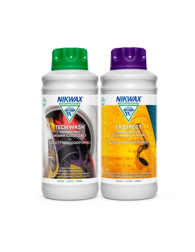 Pielęgnacyjny zestaw piąrący nikwax twin tech wash 1l + tx direct 1l - 0137p01