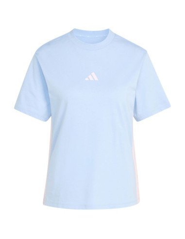 Koszulka damska adidas essentials 3-stripes cotton błękitna kb7119