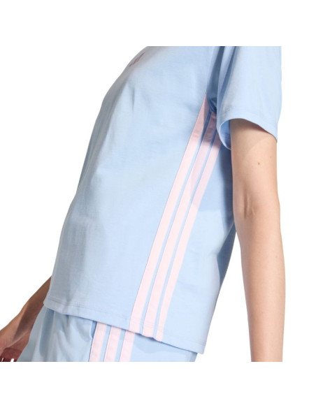 Koszulka damska adidas essentials 3-stripes cotton błękitna kb7119
