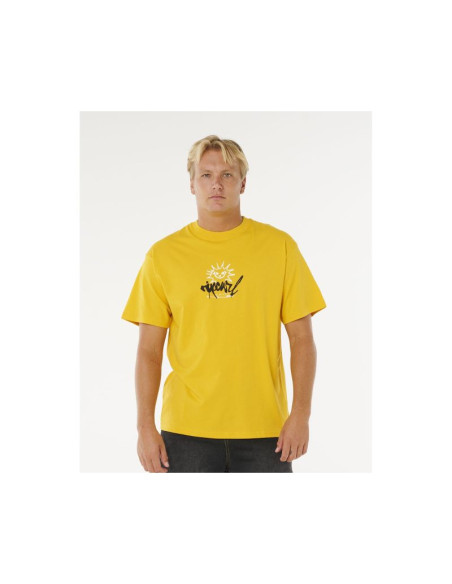 Koszulka męska rip curl inner visions rotten sun tee żółta