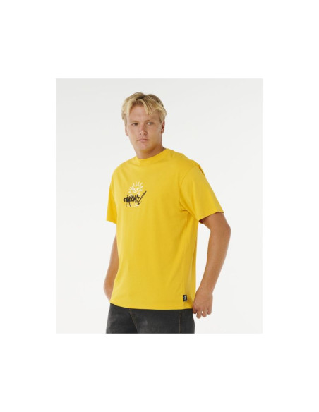 Koszulka męska rip curl inner visions rotten sun tee żółta