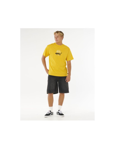 Koszulka męska rip curl inner visions rotten sun tee żółta