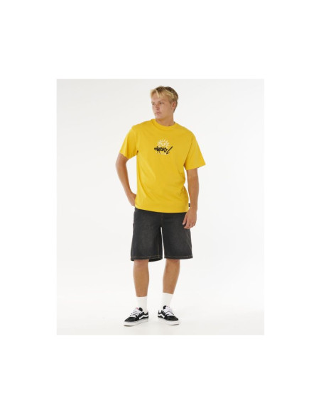 Koszulka męska rip curl inner visions rotten sun tee żółta