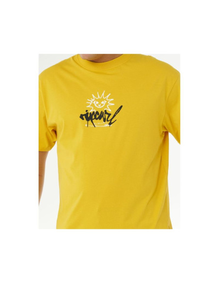 Koszulka męska rip curl inner visions rotten sun tee żółta