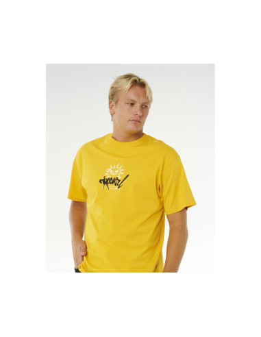 Koszulka męska rip curl inner visions rotten sun tee żółta