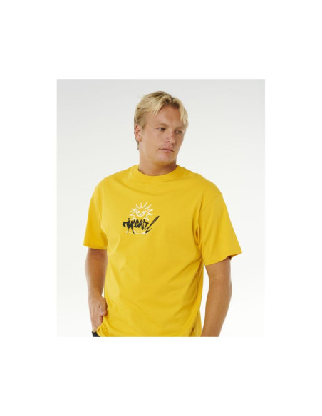 Koszulka męska rip curl inner visions rotten sun tee żółta