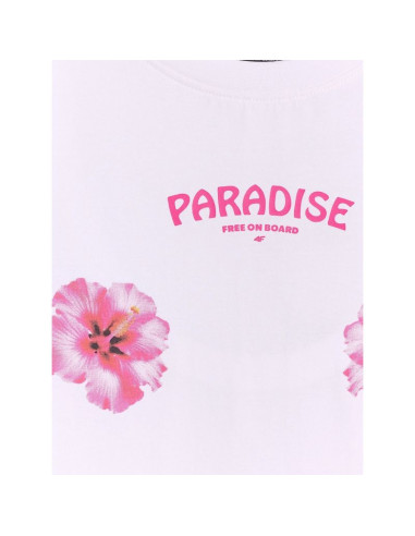 T-shirt loose z nadrukiem damski 4f 4frss26ttshf3882-10s