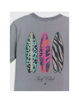 T-shirt relaxed z nadrukiem damski 4f 4frss26ttshf4515-27s 2