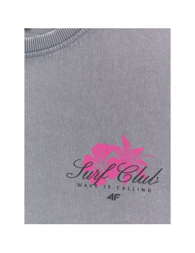 T-shirt relaxed z nadrukiem damski 4f 4frss26ttshf4515-27s