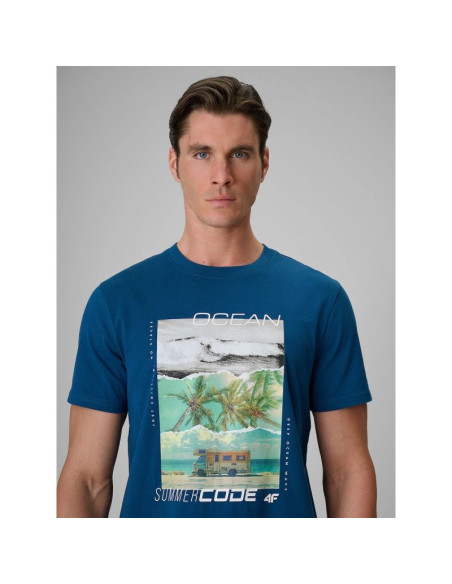 T-shirt regular z nadrukiem męski 4f 4frss26ttshm4304-46s