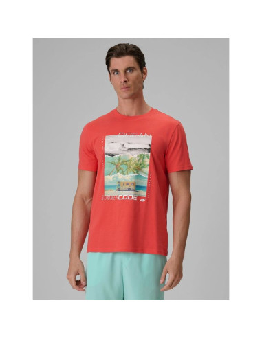 T-shirt regular z nadrukiem męski 4f 4frss26ttshm4304-63s
