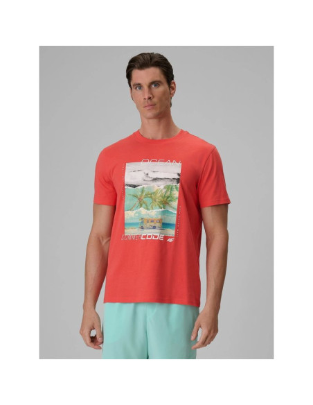 T-shirt regular z nadrukiem męski 4f 4frss26ttshm4304-63s