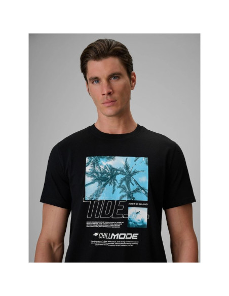 T-shirt regular z nadrukiem męski 4f 4frss26ttshm4321-20s